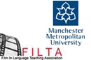 Logos for two organisations: FILTA, the Film in Languages Teaching Association and Manchester Metropolitan University