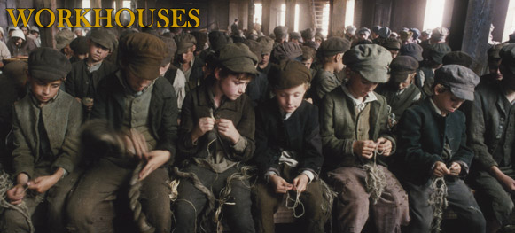 Workhouses graphic - still image of rows of boys making rope