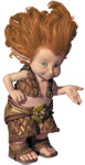 Image of Betameche, who is small and wide, with red hair, which flies up like flames, and is wearing a quilted waistcoat and trouseres, with sandals.