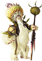 Image of the King, who has a long white beard, and fur. He wears a big multi-coloured crown and holds a staff