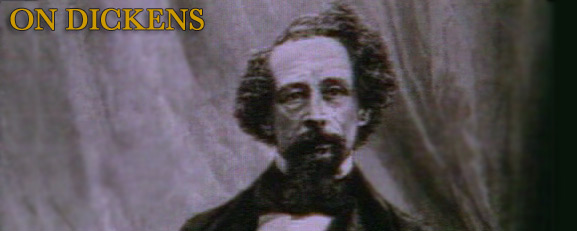On Dickens graphic - black and white portrait photo of Charles Dickens