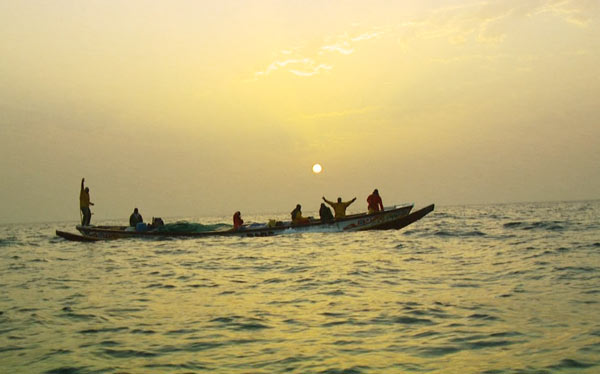 Senegalese fishermen out on the ocean